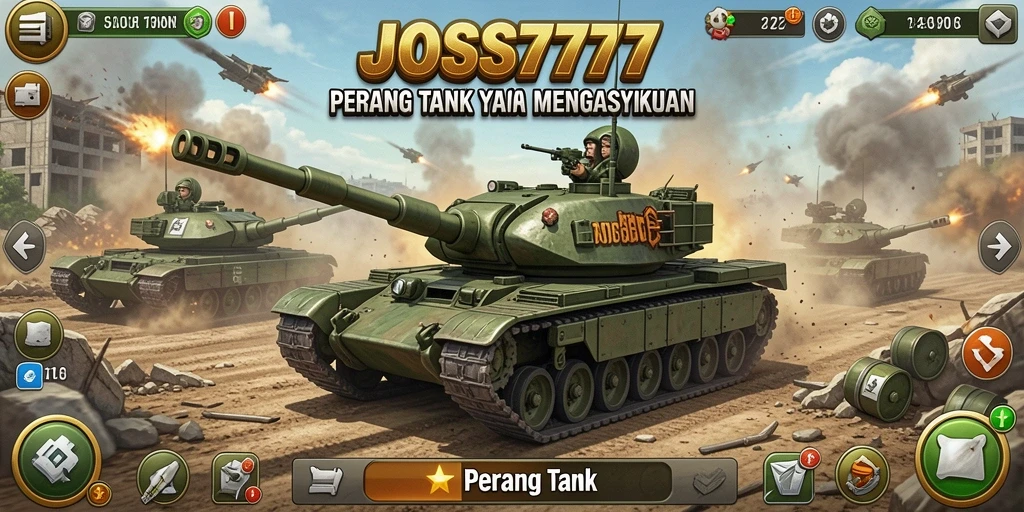 Antarmuka JOSS777 dengan grafis tank yang menakjubkan.