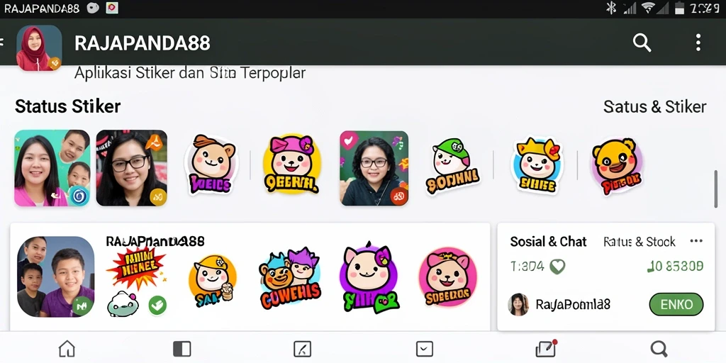 Antarmuka atraktif dan berbagai pilihan stiker di RAJAPANDA88.
