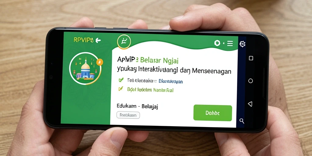 Antarmuka aplikasi RPVIP8 yang ramah pengguna untuk belajar ngaji.