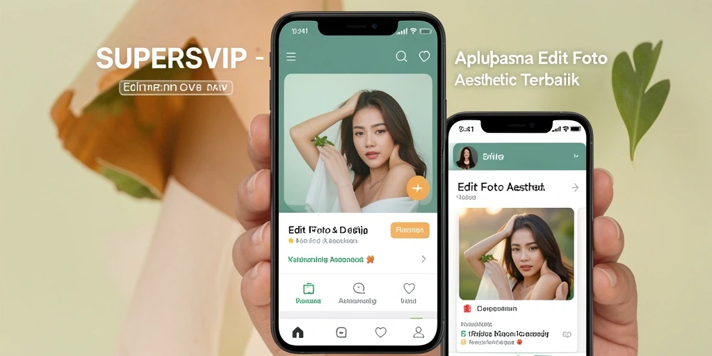 Tampilan antarmuka aplikasi SUPERSVIP untuk edit foto aesthetic.