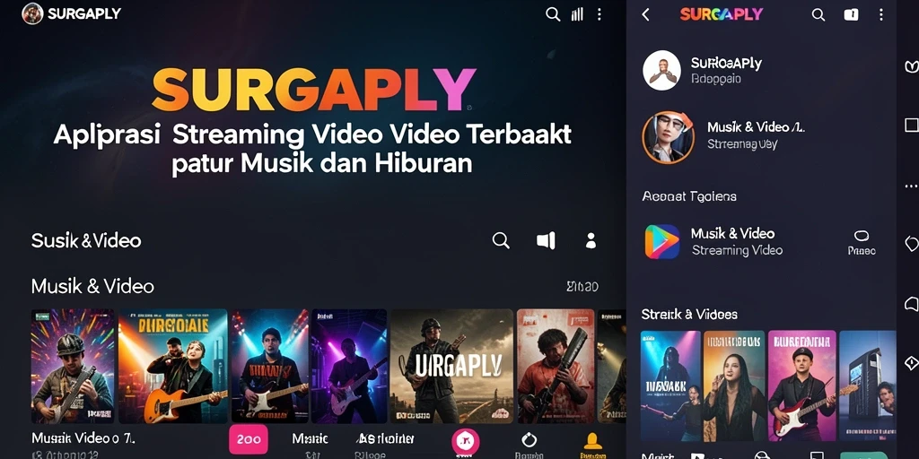 Antarmuka menarik dan sederhana dari aplikasi Streaming Video SURGAPLY.