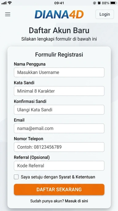 Cara Mendaftar Akun diana4d dengan Mudah untuk Android